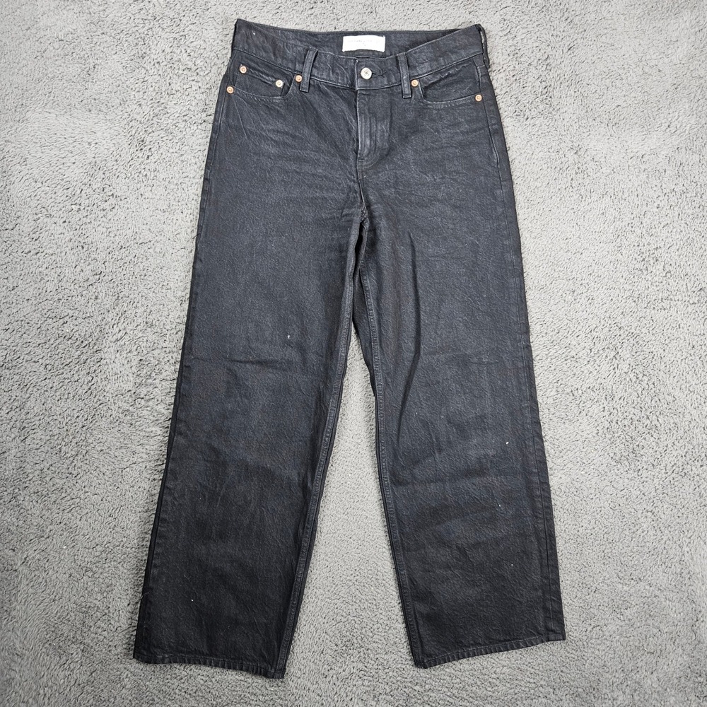 Abercrombie & Fitch Low Rise Ultra Loose Jeans Black Wide Leg Denim Womens 25